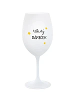 TEKUTÝ DÁREČEK - bílá sklenice na víno 350 ml