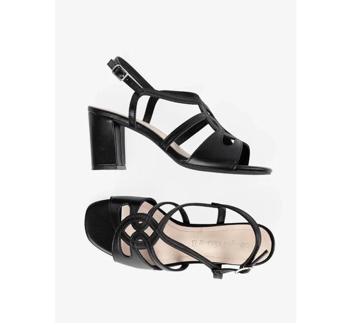 Praktické černé sandály dámské Obcas Praktické černé sandály dámské Obcas