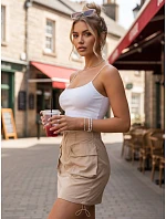 Dámska mini sukňa QUILLA béžová FashionStreet CY0439 Dámska mini sukňa QUILLA béžová FashionStreet CY0439