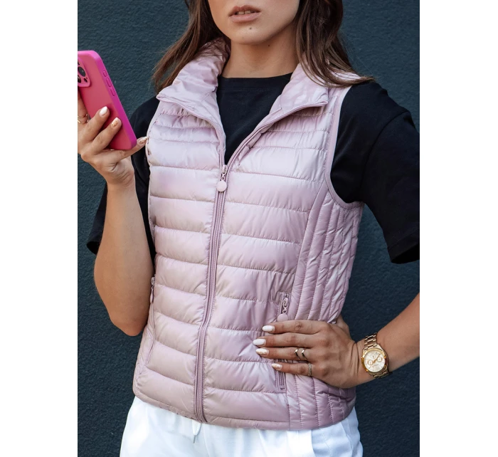 Dámská prošívaná vesta se stojáčkem růžová Dstreet model 21979314 - FashionStreet
