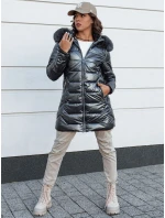 Dámská zimní bunda prošívaná dlouhá s kapucí SHINE šedá Dstreet model 21980126 - FashionStreet