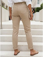 Dámske džínsy Mom Fit s vysokým pásom a opaskom, béžové, FashionStreet UY3087