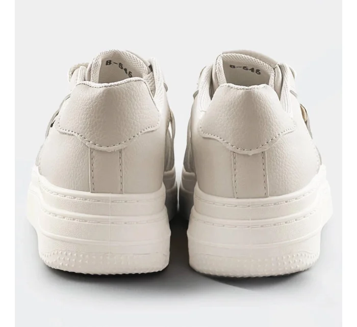 Béžové dámske športové topánky s retiazkou (B-545)