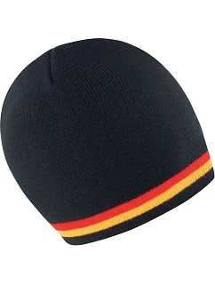 Result Headwear R 368X Pletená čiapka s kontrastnými pruhmi 28.368X čierna/červená-zlatá