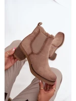 Dámské kotníkové boty na podpatku zateplené béžové model 21707438 - Boto