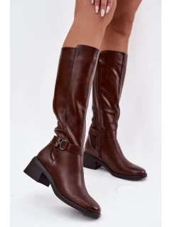 Zateplené dámské kozačky na klínku se  hnědé model 21714139 - SERGIO LEONE