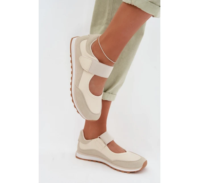 Sportovní dámské polobotky na suchý zip Béžové Aveliette