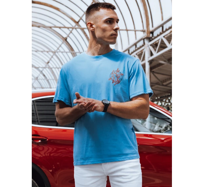 Pánské světle modré tričko s potiskem Dstreet model 21975066 - FashionStreet