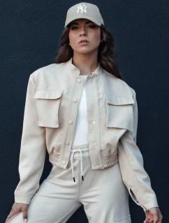 Dámska bunda bomber PRIEV béžová FashionStreet TY4306