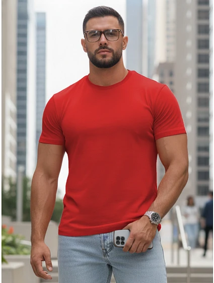 Tshirt męski basic czerwony model 22216278 - FashionStreet