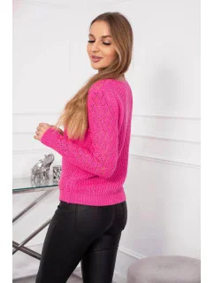 Sveter s azurovou dekoráciou fuchsiovej farby