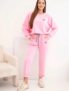 Dámská souprava máslová z viskózy s mikinou a kalhotami světle růžová