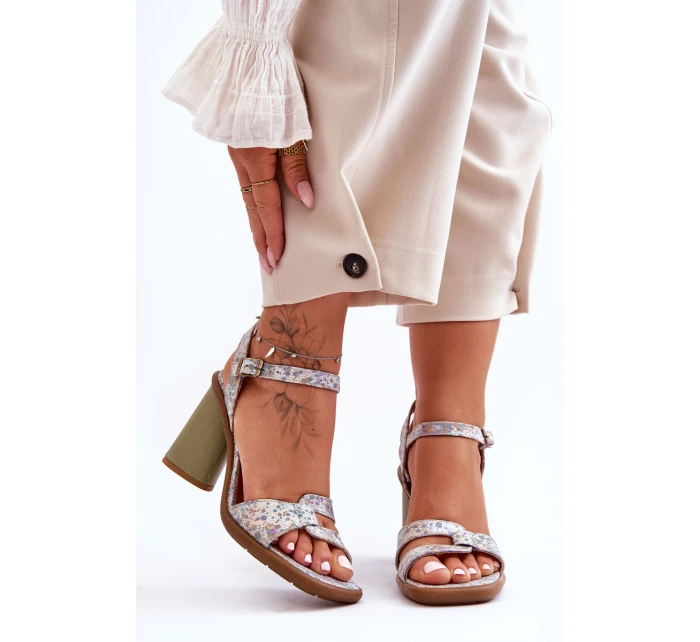 Kožené sandály na podpatku model 21624649 - Maciejka