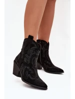 Ocieplane Damskie Botki Kowbojki Ze Zdobieniem Czarne Lelira Ocieplane Damskie Botki Kowbojki Ze Zdobieniem Czarne Lelira