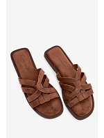 Dámské ploché sandály s pásky semišové hnědé model 22125719 - Boto