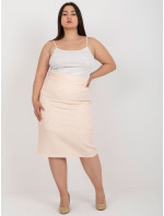 Broskyňová elegantná sukňa Plus Size