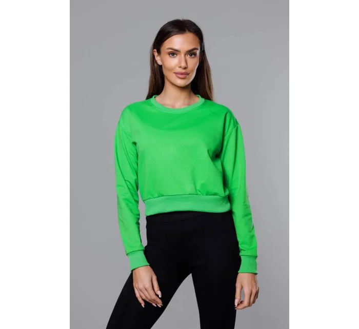 Tenká krátká zelená dámská tepláková mikina model 18378938 - J.STYLE Tenká krátká zelená dámská tepláková mikina model 18378938 - J.STYLE