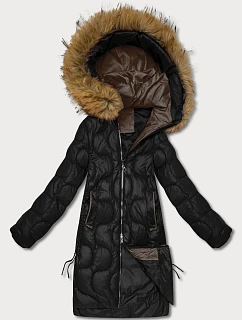 Dámska bunda s ozdobným prešívaním J Style čierna (5M3351-392)
