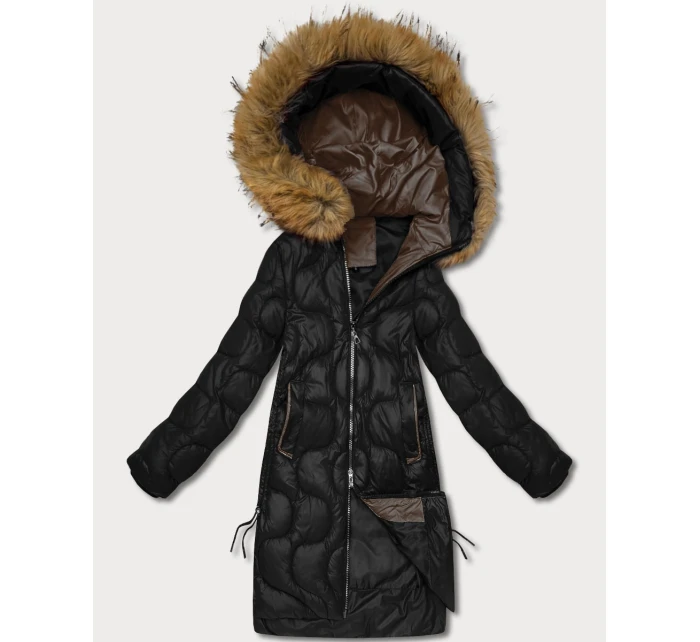 Černá dámská bunda s ozdobným prošíváním model 21757932 - J.STYLE