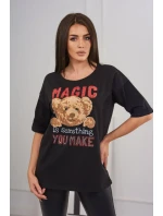 model 18746366 halenka s potiskem černá - K-Fashion