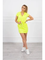 Šaty s kapucňou žlté neónové Šaty s kapucňou žlté neónové