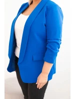 Dámske sako Plus Size bez zapínania s podšívkou XL/2XL strieborné Dámske sako Plus Size bez zapínania s podšívkou XL/2XL strieborné