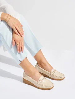 Jedinečné  mokasíny hnědé dámské na klínku