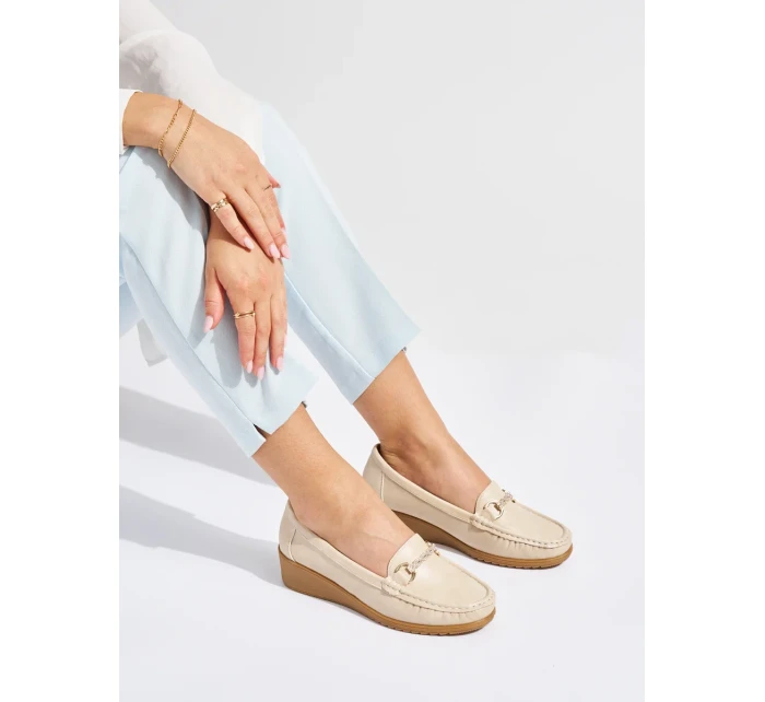 Jedinečné mokasíny hnědé dámské na klínku Jedinečné mokasíny hnědé dámské na klínku