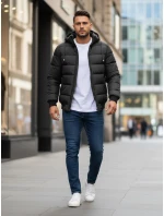 Pánská prošívaná zimní bunda s kapucí tmavě šedá Dstreet model 21993623 - FashionStreet