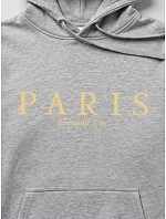 Pánska mikina s kapucňou a potlačou PARIS, svetlošedá, FashionStreet NX5147BX