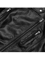 Čierna bunda ramoneska so stojačikom (HM23)