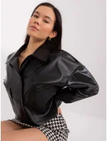 Dámska krátka čierna bunda z imitácie kože (508543) Dámska krátka čierna bunda z imitácie kože (508543)