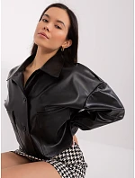 Krátká černá dámská bunda z imitace kůže model 20970138 - Factory Price Krátká černá dámská bunda z imitace kůže model 20970138 - Factory Price