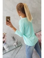 Blúzka s 3D grafikou a zdobenými volánikmi mint