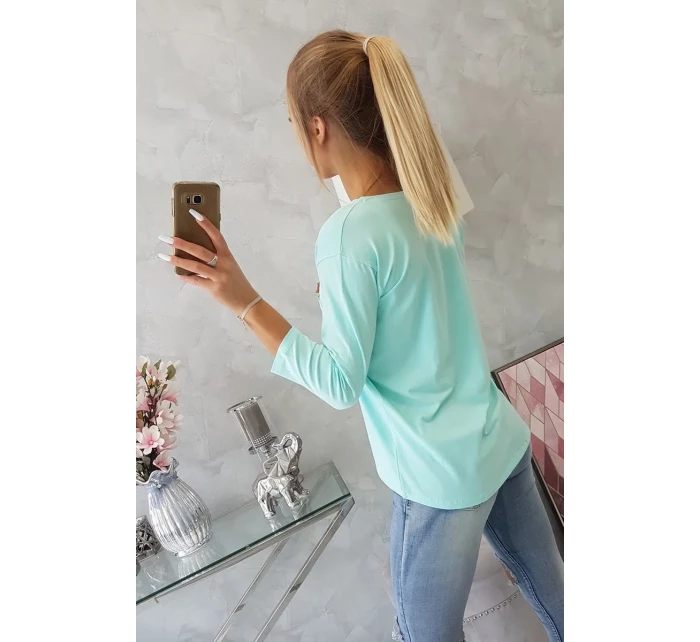 Blúzka s 3D grafikou a zdobenými volánikmi mint