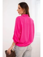 Dámská košile s model 22018652 ozdobnými knoflíky a límečkem růžová - K-Fashion