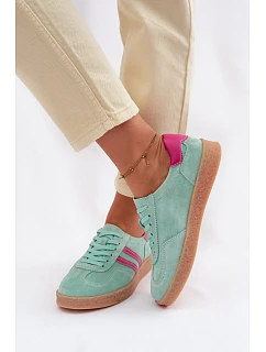 Dámské kožené semišové tenisky S.Barski LR61-7089 Mentolové