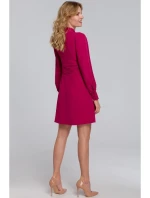 K078 Šaty s naberaným pásom - slivka