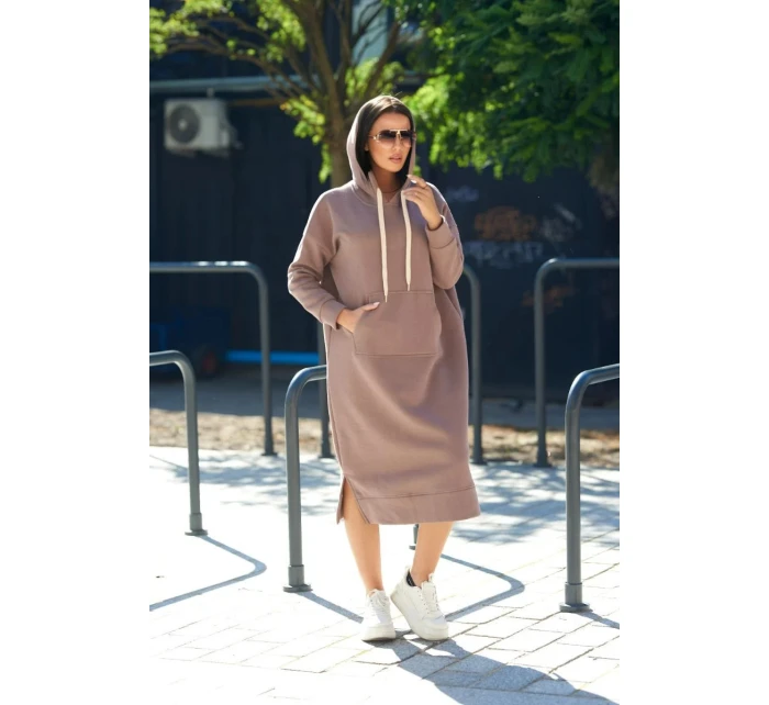 Dlouhé šaty s kapucí  béžová model 21859208 - Kesi