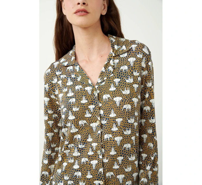 Vamp - Nočná košeľa na gombíky s potlačou slona 21003 - Vamp