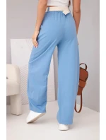Dámské bavlněné kalhoty s širokou nohavicí a páskem model 22025312 - K-Fashion