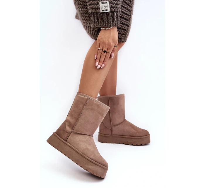 Dámské zimní boty s tmavě béžové model 21635529 - Boto Dámské zimní boty s tmavě béžové model 21635529 - Boto