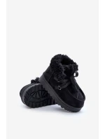 Śniegowce Botki Dziecięce Ocieplane Futerkiem Czarne Adelane Śniegowce Botki Dziecięce Ocieplane Futerkiem Czarne Adelane