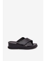 Zdobené dámské sandály na platformě z ekokůže Černé Calorissa