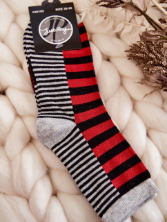Dámske klasické ponožky s pruhmi a pásikmi Red
