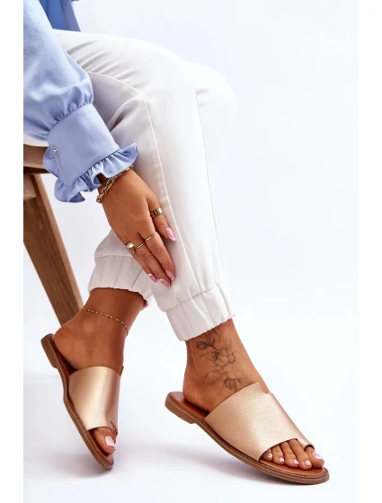 Dámske kožené žabky zlaté Amite Dámske kožené žabky zlaté Amite