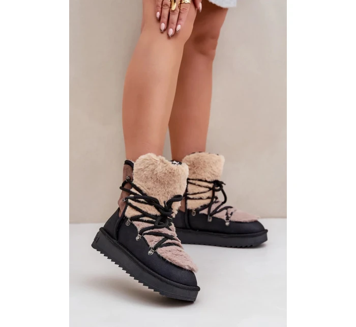 Dámske snežnice D.Franklin s kožušinou - čierne Dámske snežnice D.Franklin s kožušinou - čierne