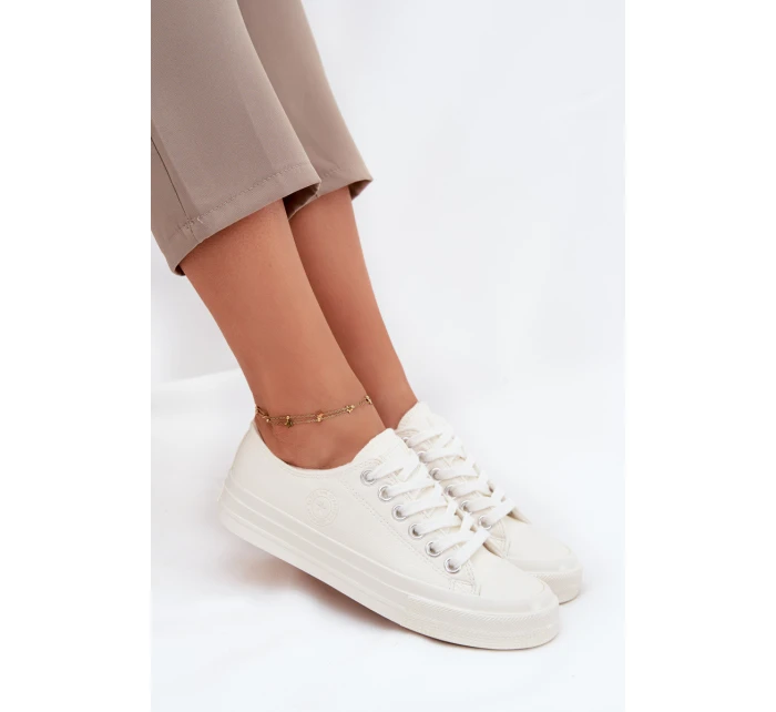 Dámske zateplené nízke tenisky Big Star - biele Dámske zateplené nízke tenisky Big Star - biele