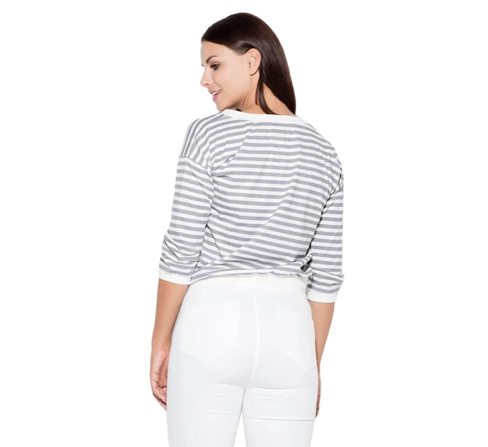 Dámska blúzka K204 sivá/biela - Katrus