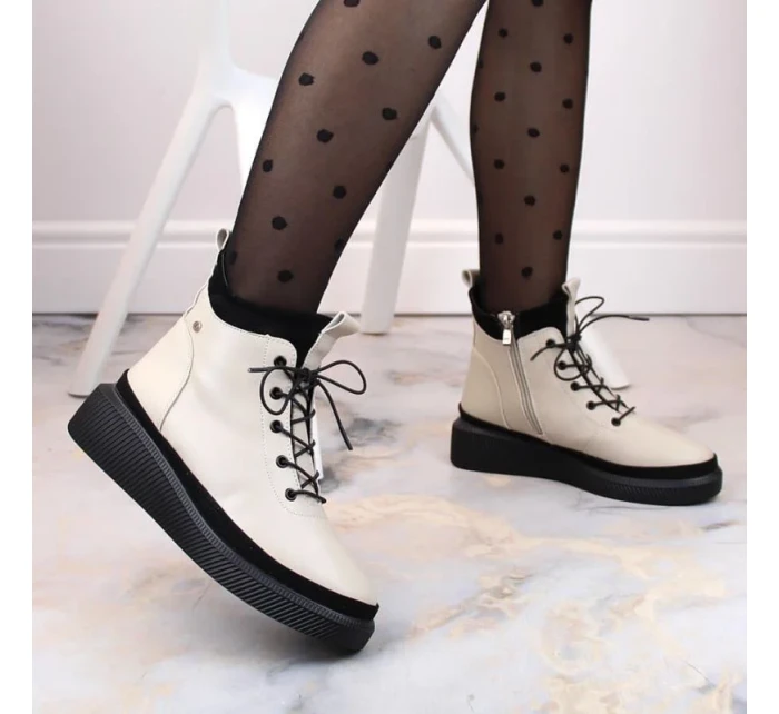 Filippo zateplené kožené topánky na platforme W PAW482 beige Filippo zateplené kožené topánky na platforme W PAW482 beige